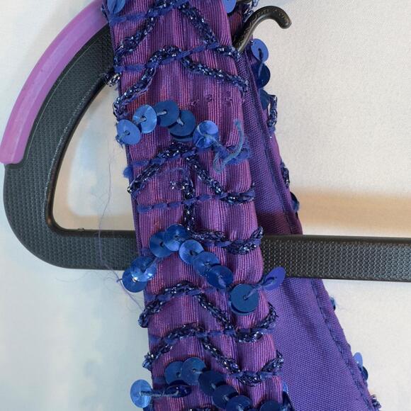 Vintage Purple Sequin Zigzag Mini Dress 11/12 Party Prom Glam 90s - Picture 8 of 10